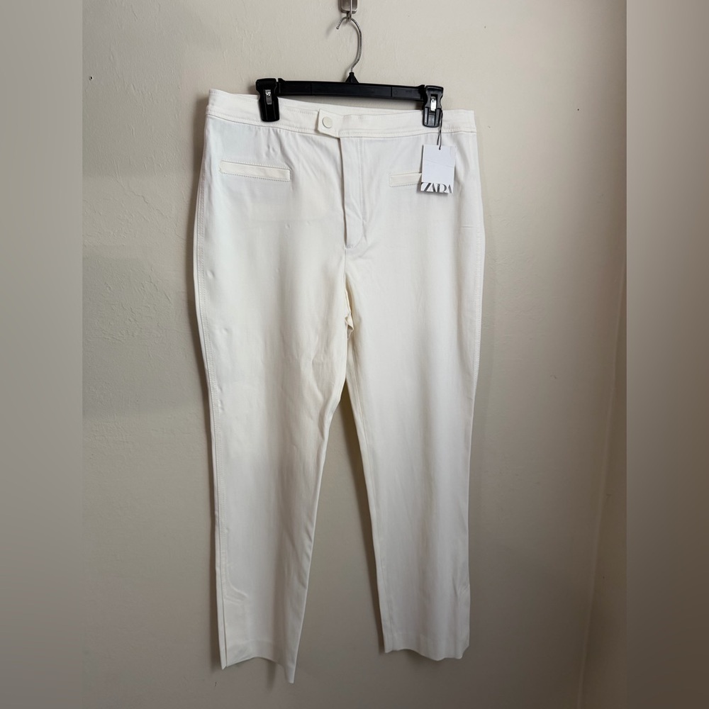 Zara Women's Cream Straight Leg Jeans
